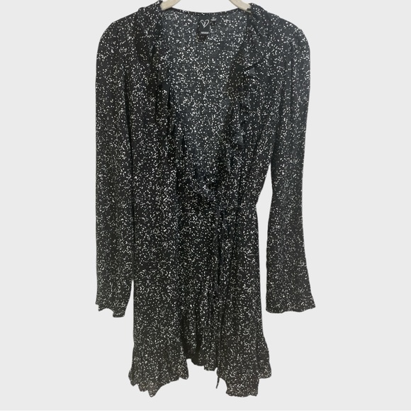 Windsor Ruffle Black Speak Wrap Dress Mini Size Medium - Picture 6 of 12